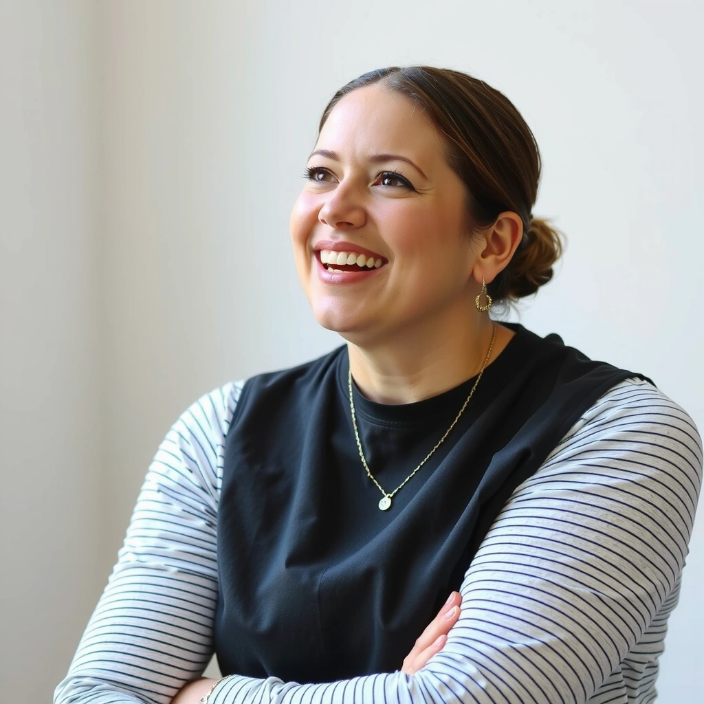 Portrait of a smiling woman, a co-founder of a natural wellness brand.
