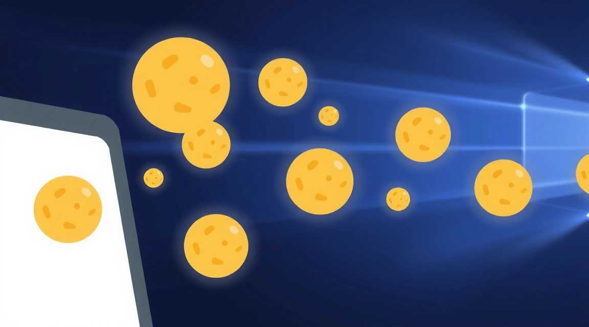 Digital cookies on a computer screen representing data storage